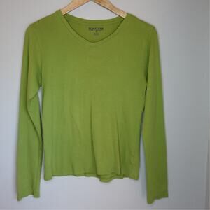 Magellan Sportswear Lime Green V-Neck Long Sleeve Shirt S